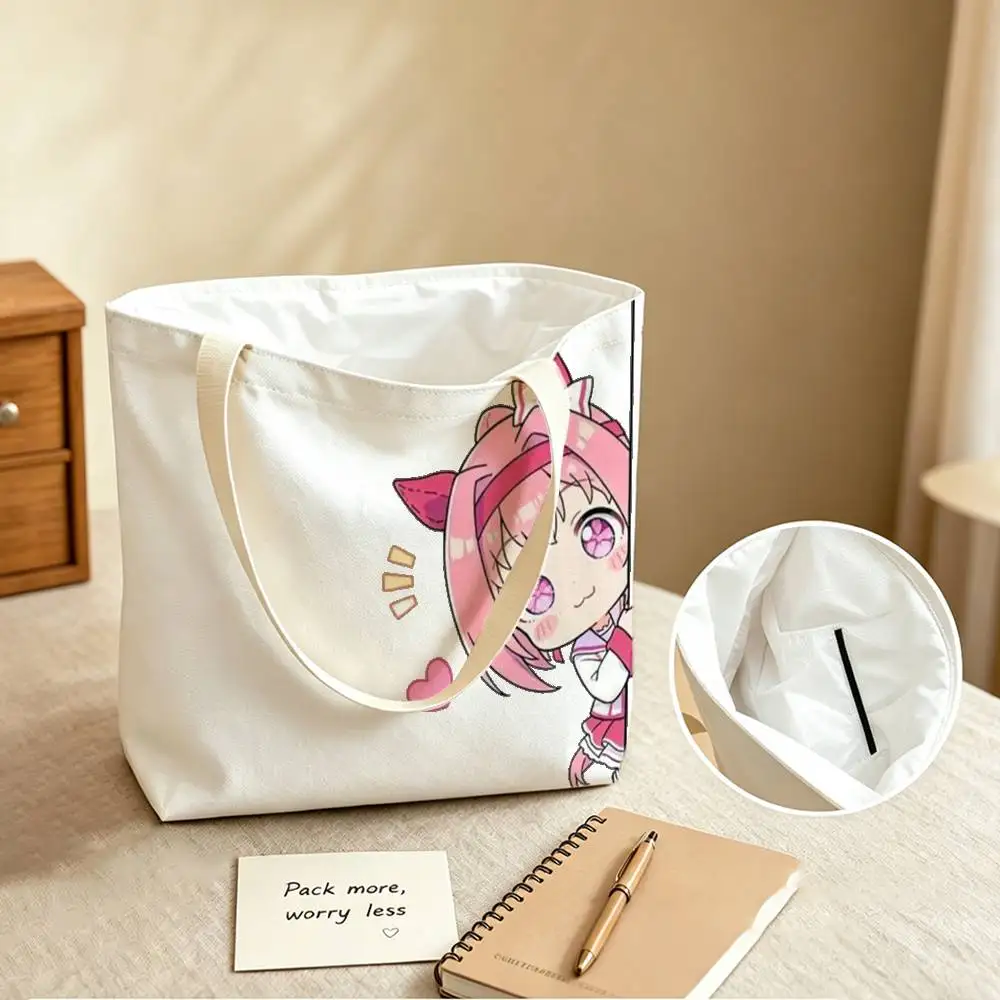 H-Haru Urara Uma Musume Print Canvas Tote Bag Handbag For Daily School Commute Casual Shoulder Bag