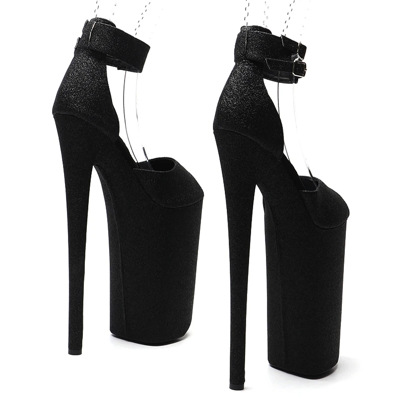 Leecabe 26CM/10inche Glitter PU upper Open Toe High Heel platform sexy exotic party sandals Pole Dance shoes