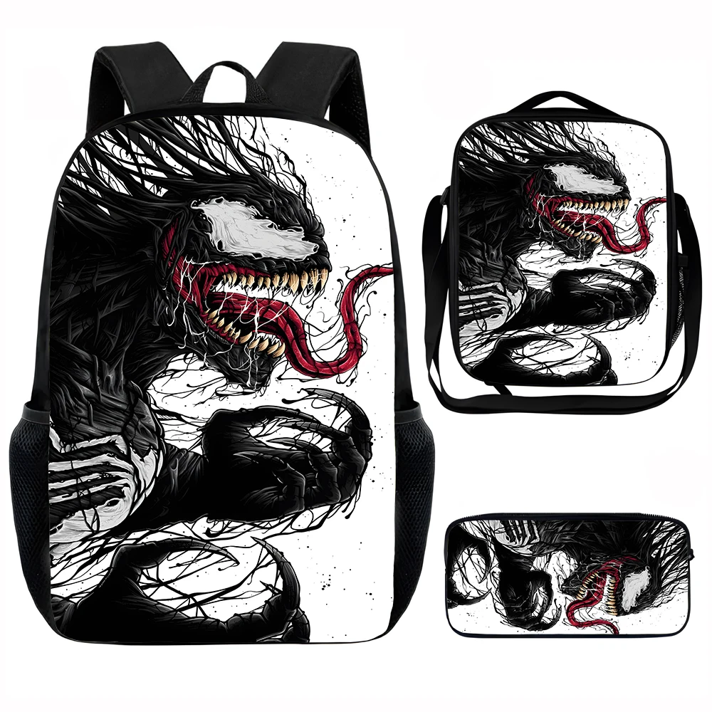 

Movie V-venoms Child School Backpack with Lunch Bags ,Pencil Bags ,School Bags for Boys Girls Best Gift