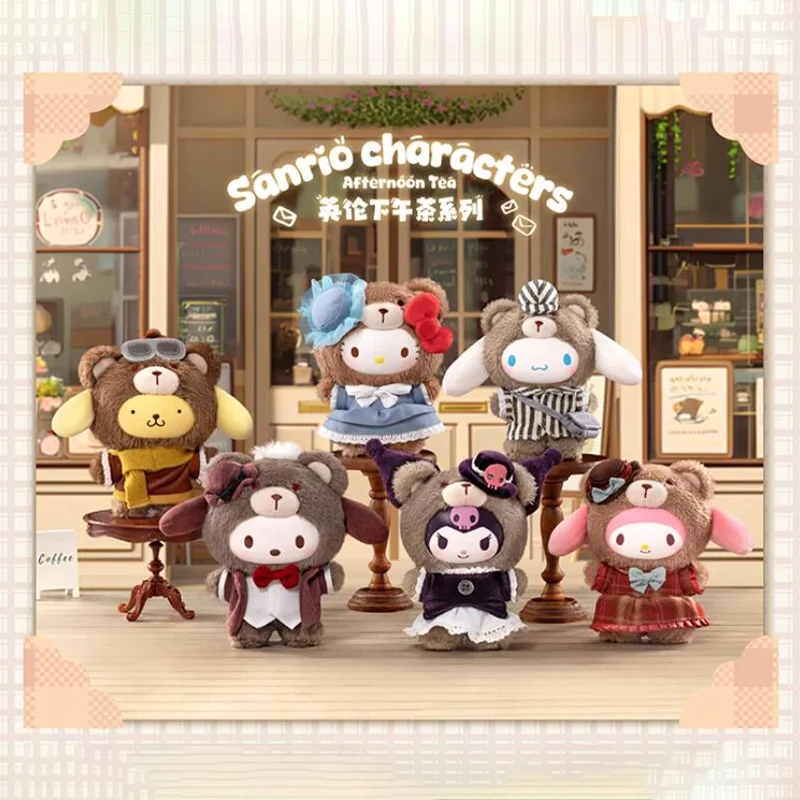 

Семья Sanrio с героями мультфильмов, серия послеобеденного чая, слепая коробка, игрушка, виниловая кукла для замены платья, подвеска, фигурка, украшения, коллекция, подарок