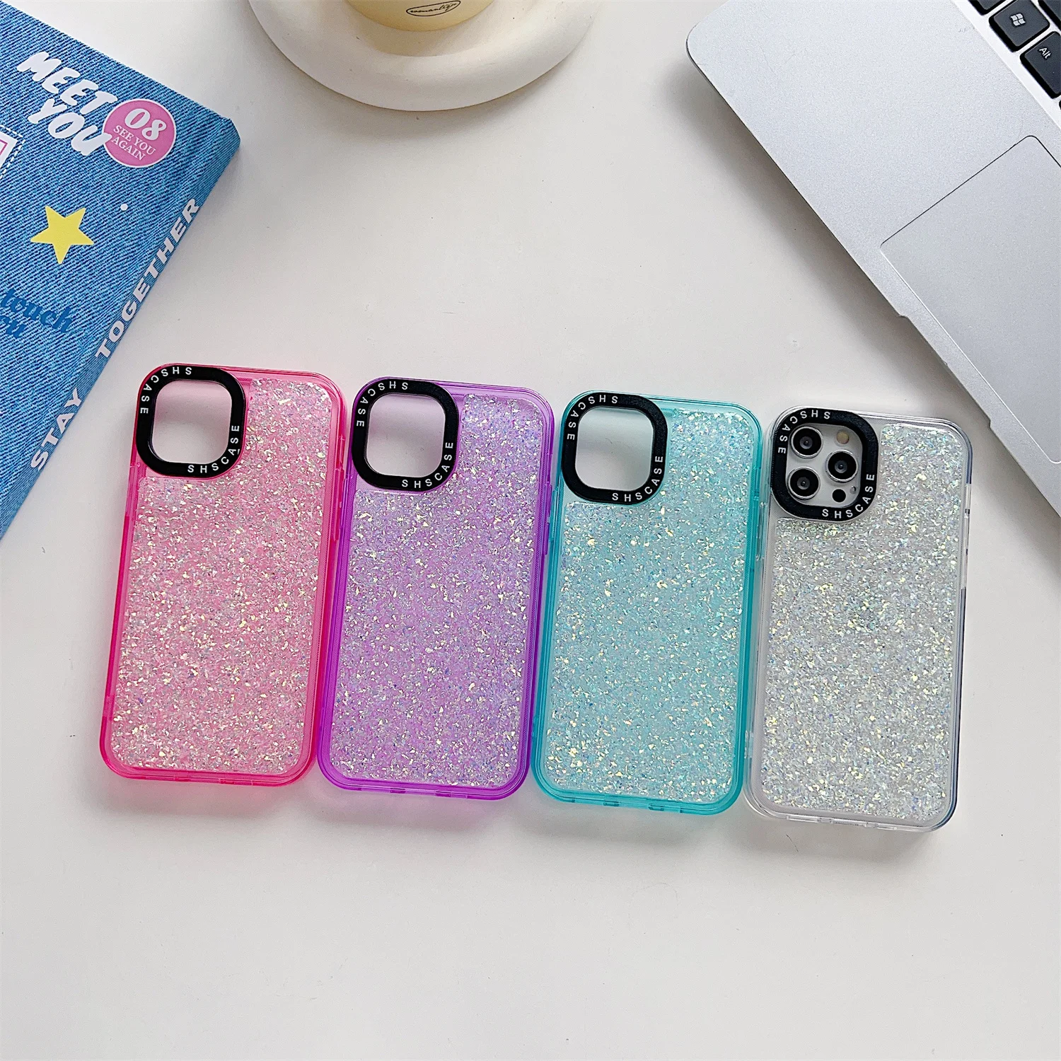 SHSCASE Flash Drilling Glitter Case for iPhone 15 Pro Max 11 12 13 14 Pro Shockproof Heavy Duty Defender Rugged Phone Cover