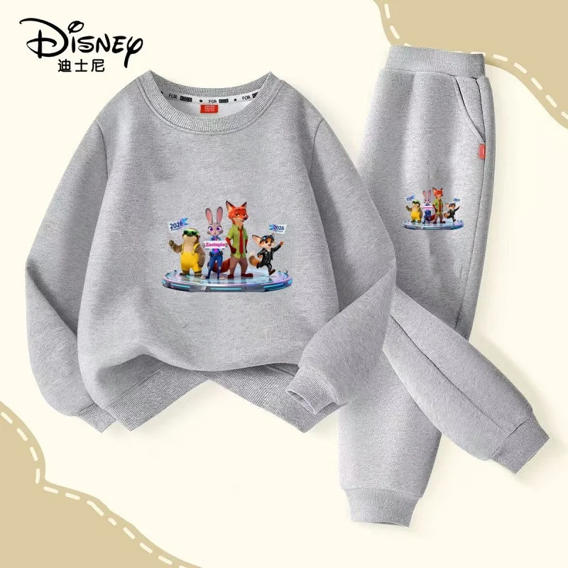 Primavera bebê meninas meninos conjunto de roupas crianças disney zootopia família impressão moletom topo e calças 2 pçs terno algodão agasalho