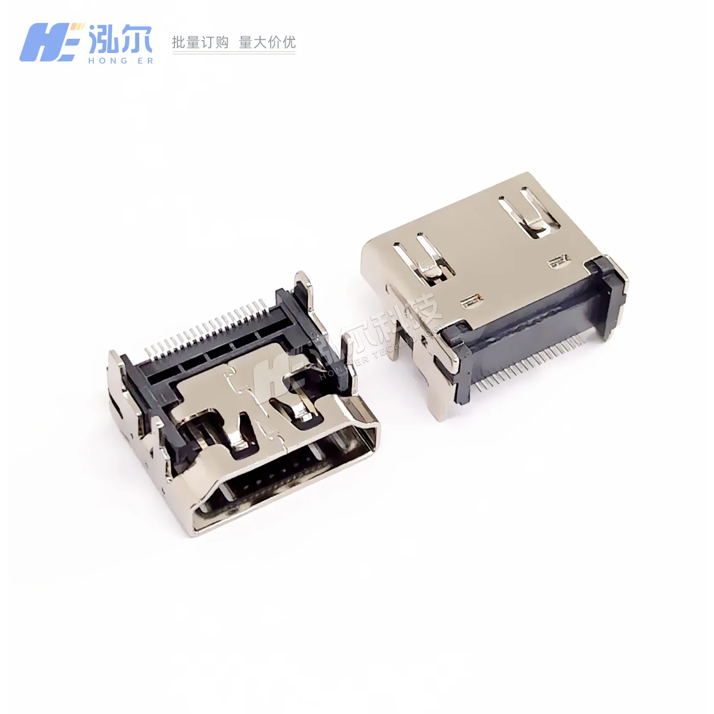

For HDMI female seat 19PIN patch high definition transmission SMT horizontal board four-pin plug board interface connector seat