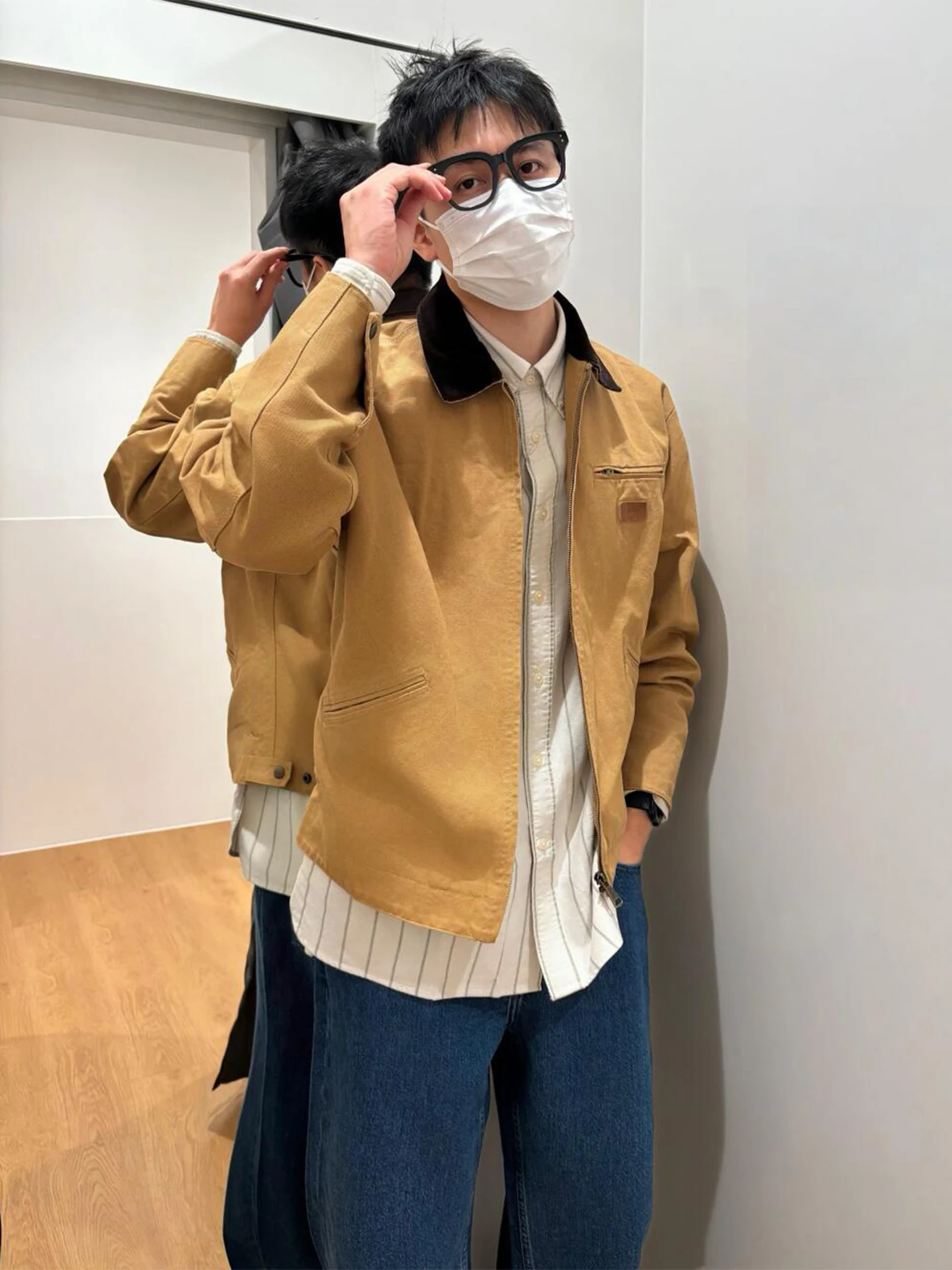 

Мужская винтажная рабочая куртка Detroit Workwear с воротником-стойкой, на молнии, свободного кроя, стандартный размер, длинный рукав, осеннее пальто