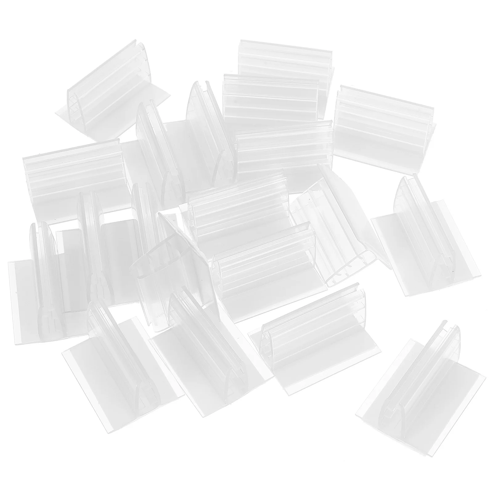 

20Pcs Panel Sign Holders Adhesive Mini Sneeze Guard Holders for Cards Photos Tickets Table Numbers Name Tags Guard Sign Holder