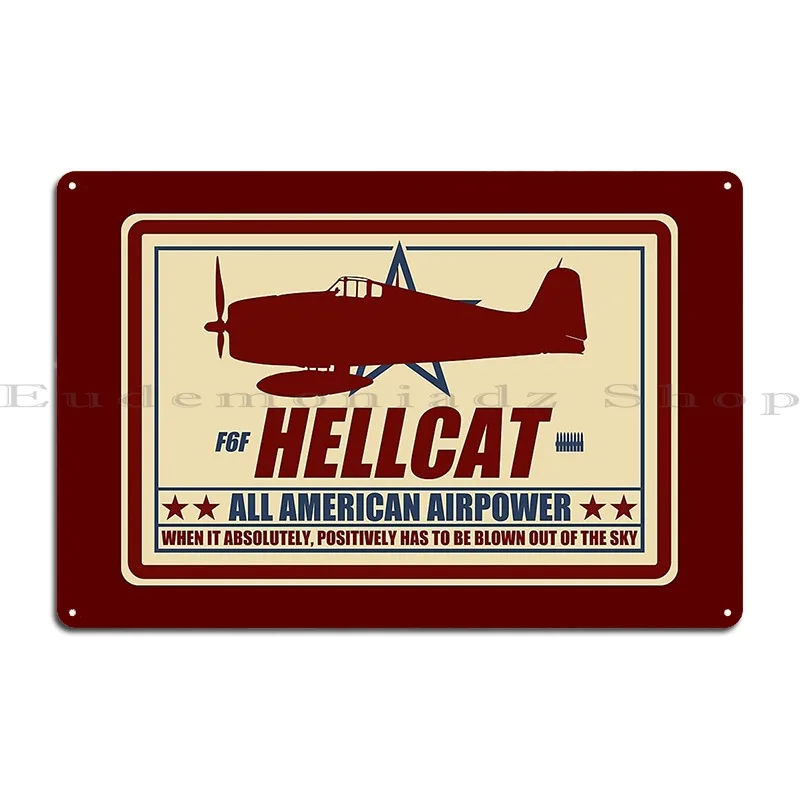 Ww2 F6f Hellcat Metal Plaque Poster Cinema Rusty Garage Printing Cinema Tin Sign Poster