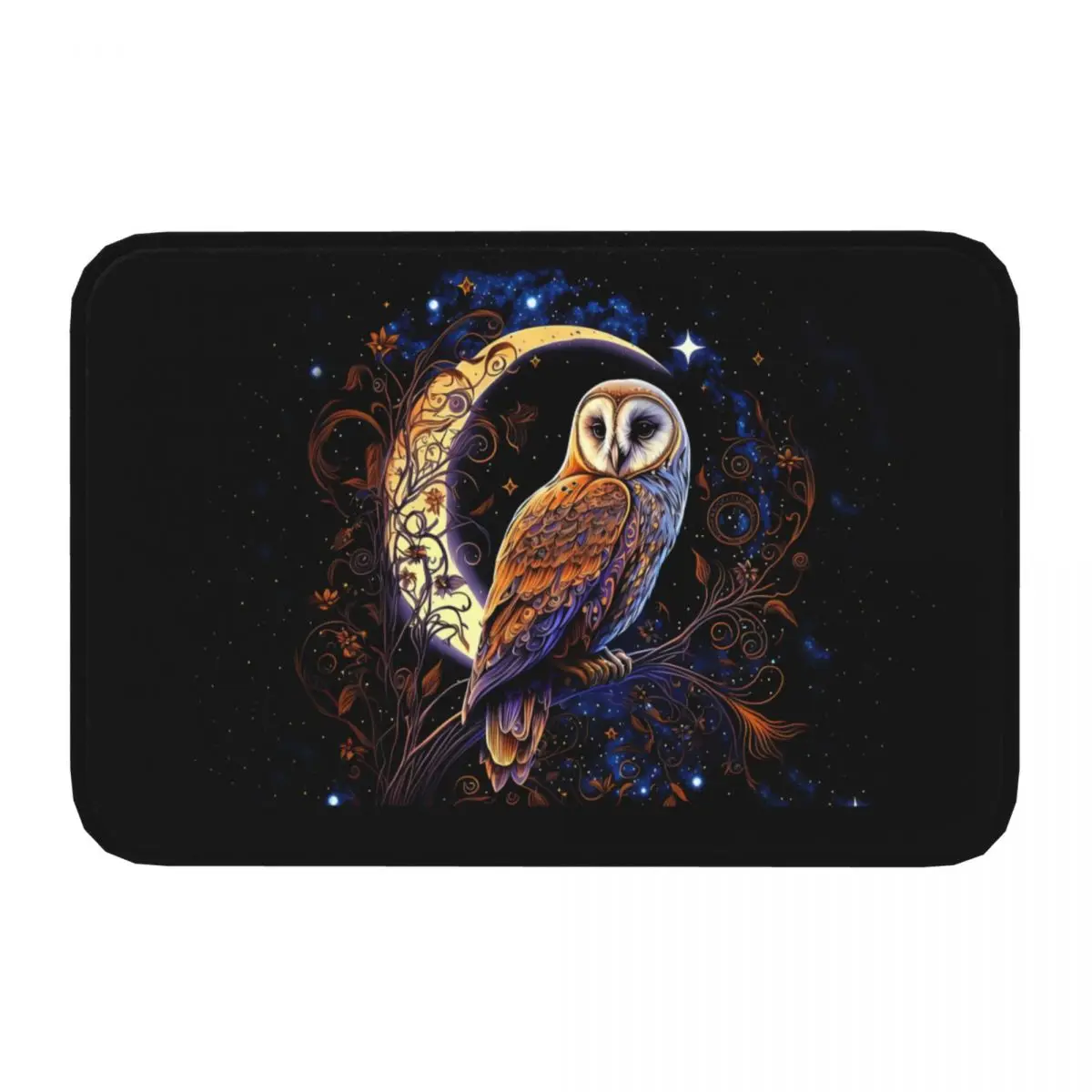 Mystical Night Owl Kitchen Non-Slip Carpet Moon Bedroom Mat Entrance Door Doormat Floor Decoration Rug