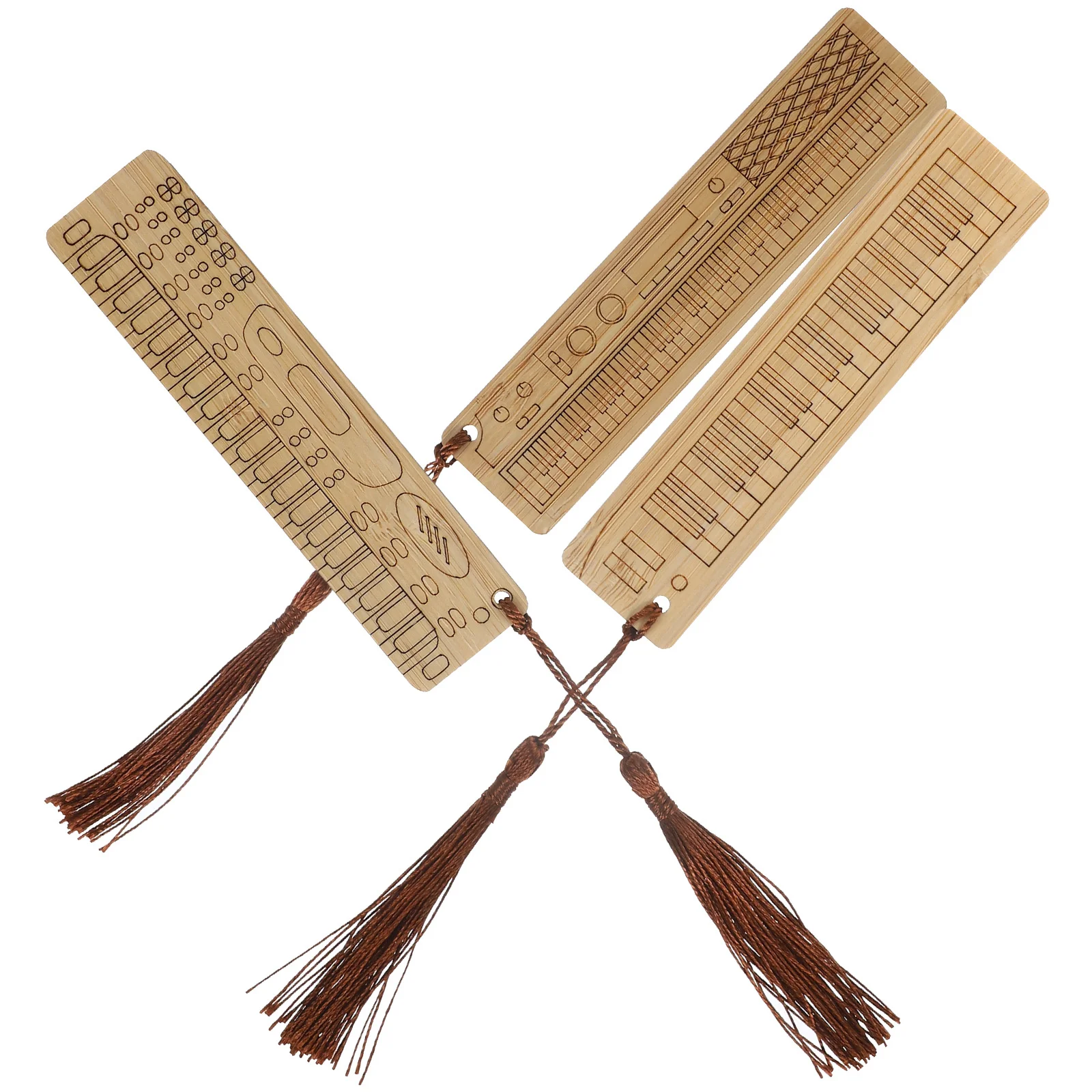

3Pcs Electronic Organ Shape Bamboo Bookmarks Lightweight Book Page Markers Creative Reading Gifts for Adults Women