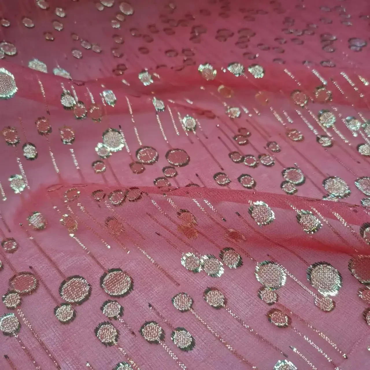Silk Brocade Shimmer Metallic Jacquard Shiny Saree Scarf Fabric DIY Sewing Material