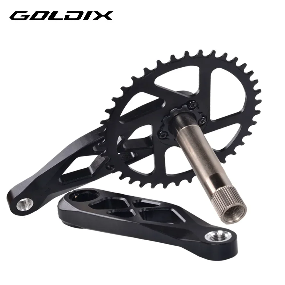 GOLDIX Mountain Bicycle Crankset CNC Hollow 165/170/175mm Bicycle Crank 0mm Offset Wide Narrow Teeth Chainring 30/32/34/36/38T