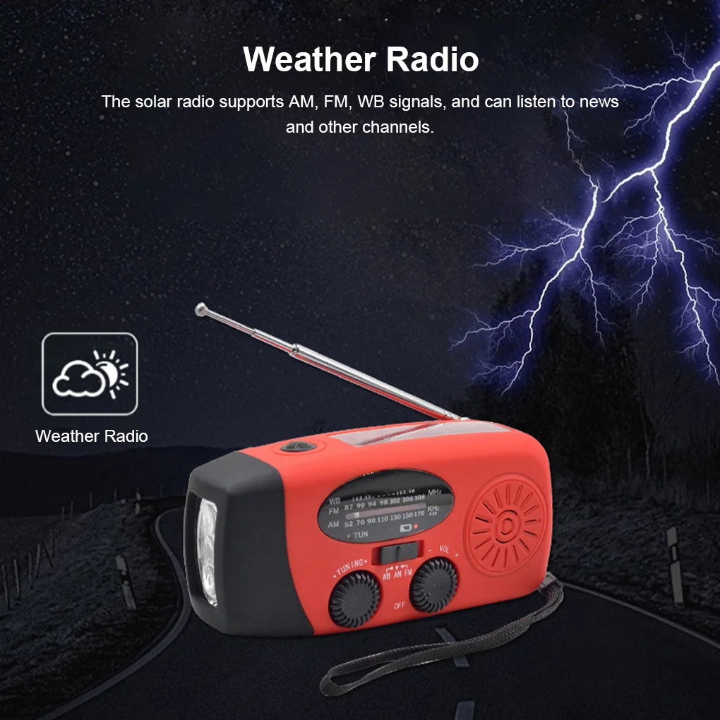 2000mah Notfall Radio Solarenergie Handkurbel Radio Global Receiver hochwertige LED-Taschenlampe Lese lampe sos Alarm