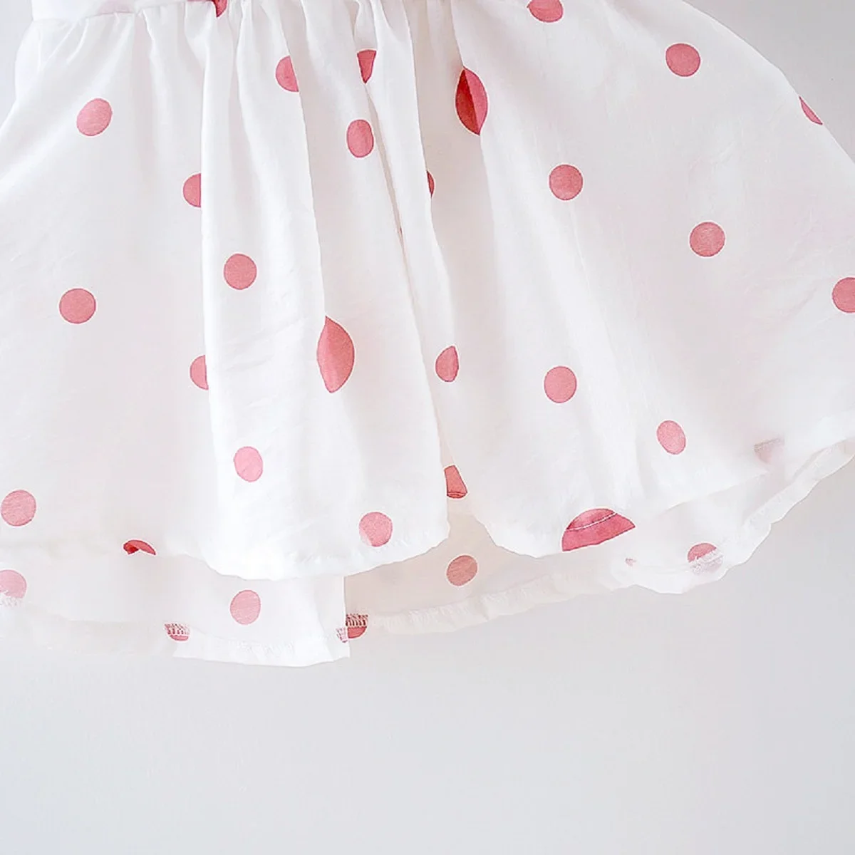 New Summer Girls Dress Floral Embellished Birthday Party Team Dress Polka Dot Full Print + Hat Bow Sweet Princess Dress