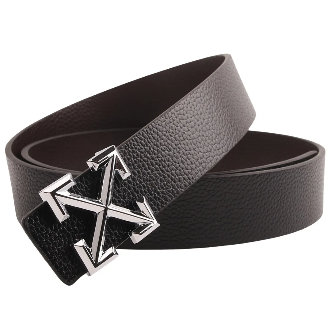 حزام جلد PU قابل للتعديل للرجال، إبزيم من سبائك الأخطبوط وتصميم حبوب الليتشي، غرزة مزدوجة للمناسبات الرسمية