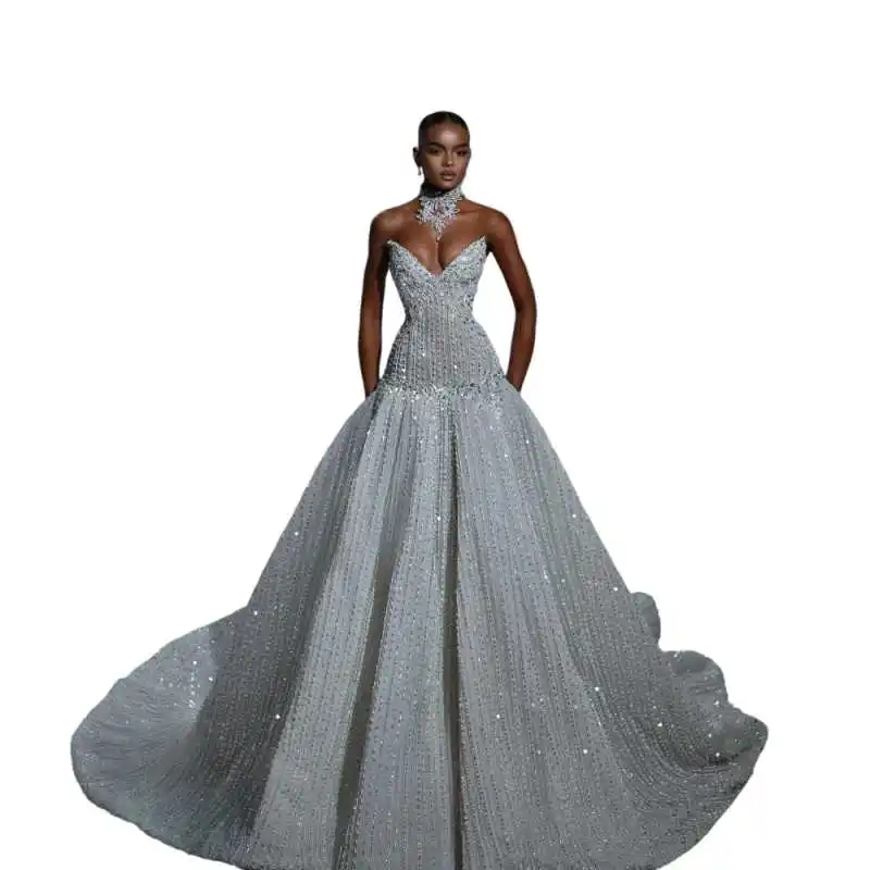 Simple Strapless A Line Wedding Dresses Vintage Beaded Lace Sleeveless Bridal Gown Crystal Vestido De Novia Customized