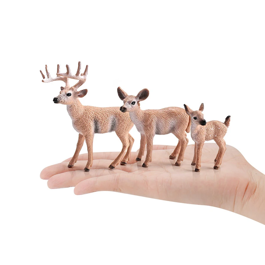 Floresta realista animal sika veado estatueta animal estatueta golden deers brinquedo decoração do bolo de aniversário presente festa decoração 6 pçs