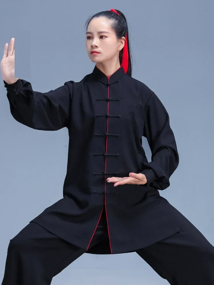 Linen Blend Kung Fu Tai Chi Clothing Martial Arts Clothes Taijiquan Wushu Uniform Competition Performance Black 2022 New Style