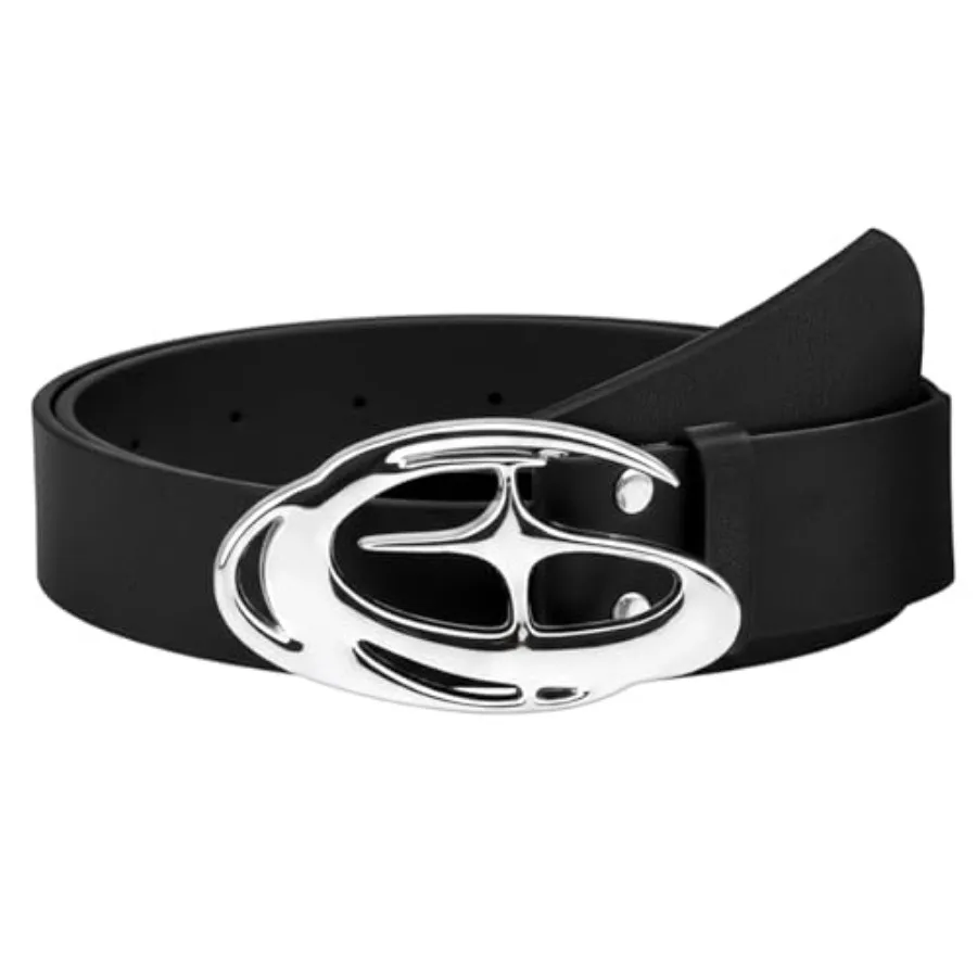 

Y2k Belt, Goth Double Grommet Belt Faux Leather Punk Rock Belts for Men and Women Bling Leather Belts for Jeans