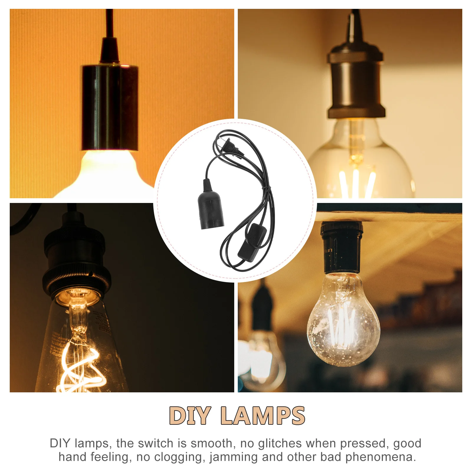

Lamp Cord with Switch Light Socket Hanging Pendant Lamp Cord 1.8m Us Plug Smooth Press No Jam Light Socket Plug