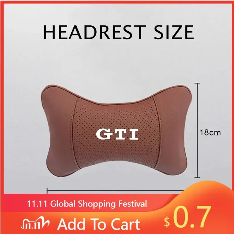 

For VW New 1Pcs Car Seat Headrest Auto Logo Neck Pillow For Volkswagen GTI T5 Polo Passat Golf Sagitar Tiguan Jetta GTD R-Line B
