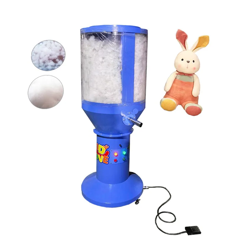 Plush Stuffing Machine Large Transparent Hopper Mobile Wheels Automatic Adjustable Filling For Toy Workshop DIY Doll Shop