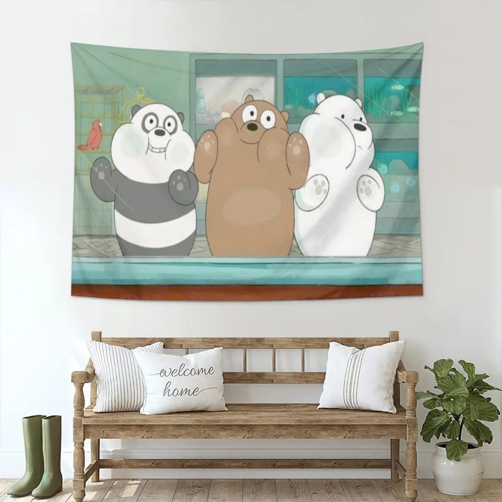 We Bare Bears Fabric Tapestry    for Wall Bedroom Room Decorating Items