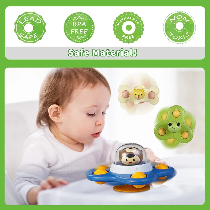 1 PCS Baby Bath Toys 3D Cartoon Suction Cup Spinner Toys Sucker Spinning top Sensory Fidget Educational Toys for Toddlers Gift