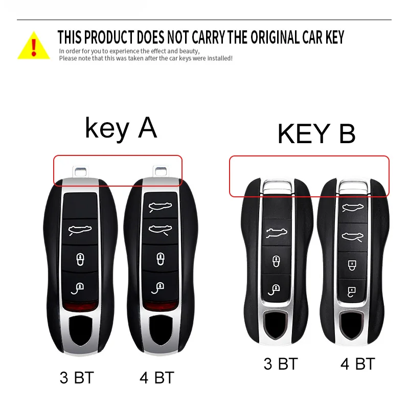 3 4 Bottons Metal Car Key Cover Fob Case Shell for Porsche Cayman Cayenne Panamera Macan 911 992 Taycan Boxster 718 Accessories