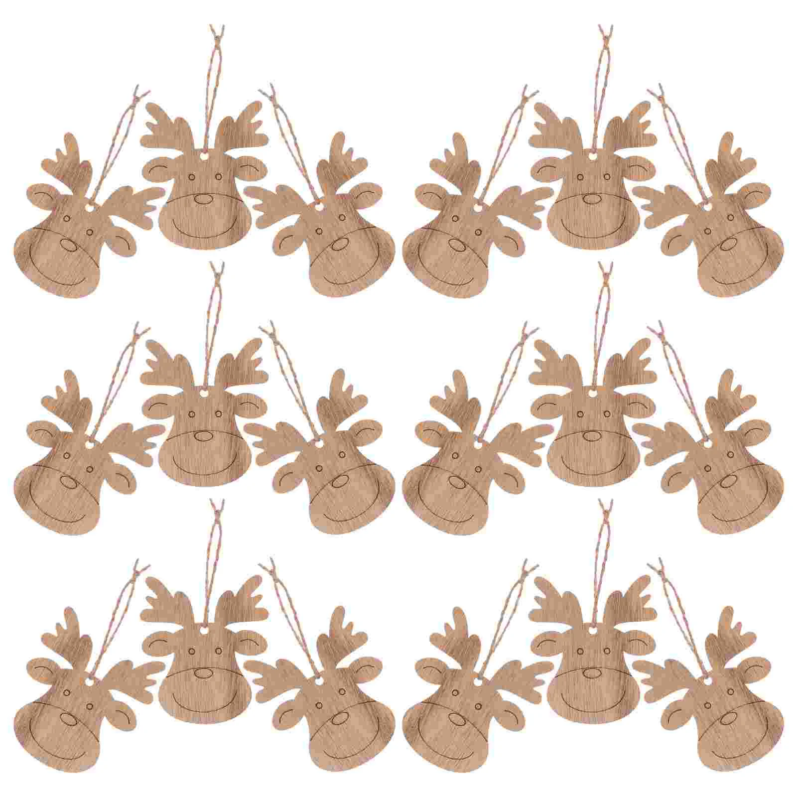 

20 Pcs Christmas Deer Pendant Handmade Decorations DIY Home Decors Crafts Tree Graffiti Elk Wooden Slices Chips