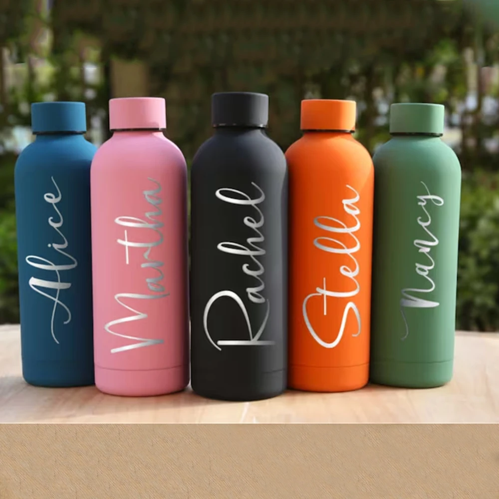 Personalized Stainless Steel Small Mouth Bottle Solid Color Outdoor Portable Sport Water Bottle Custom Name Insulating Cup 350ml