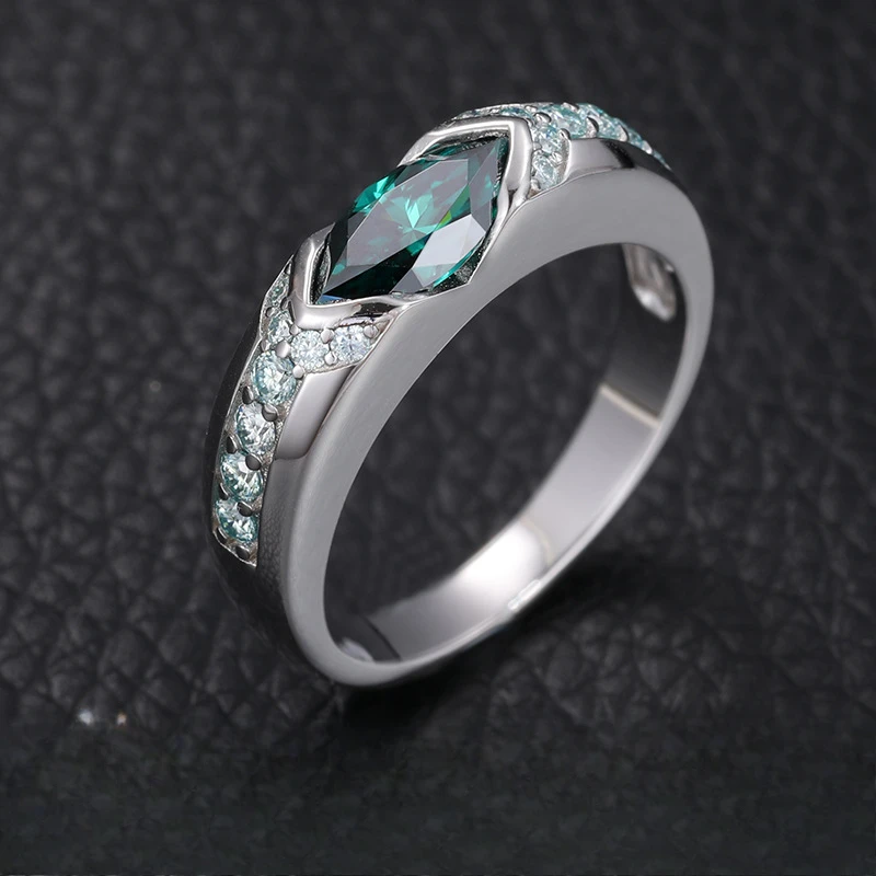 

Men's Eye of Horus Ring S925 0.5Ct Green Moissanite Meteorite Mirror Polish Birthday gift Anniversary gift
