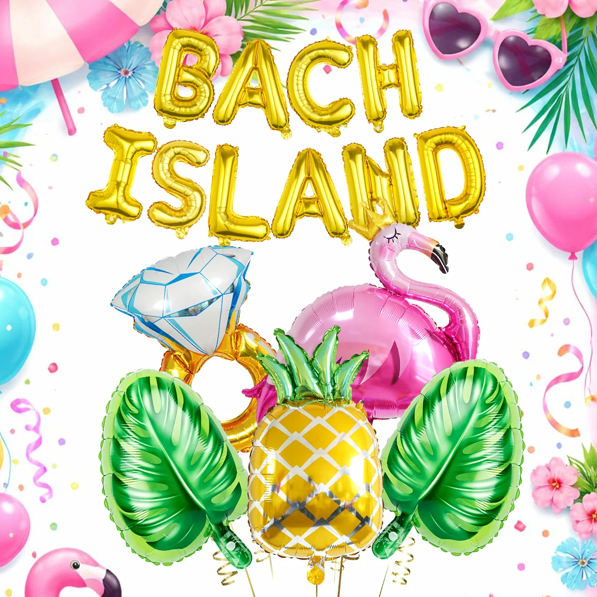 15pcs Flamingo-Themed Balloons,Tropical Island-Themed Bachelorette Party,Flamingo Theme,Summer Event & Celebration Decorations