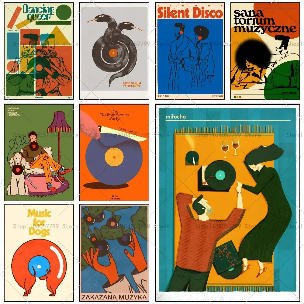 Original polnisches Musikposter, selbstklebendes Wandbild, Kunst, wasserfester Aufkleber für Bar-Raumdekoration, hochwertiger Druck, Geschenk