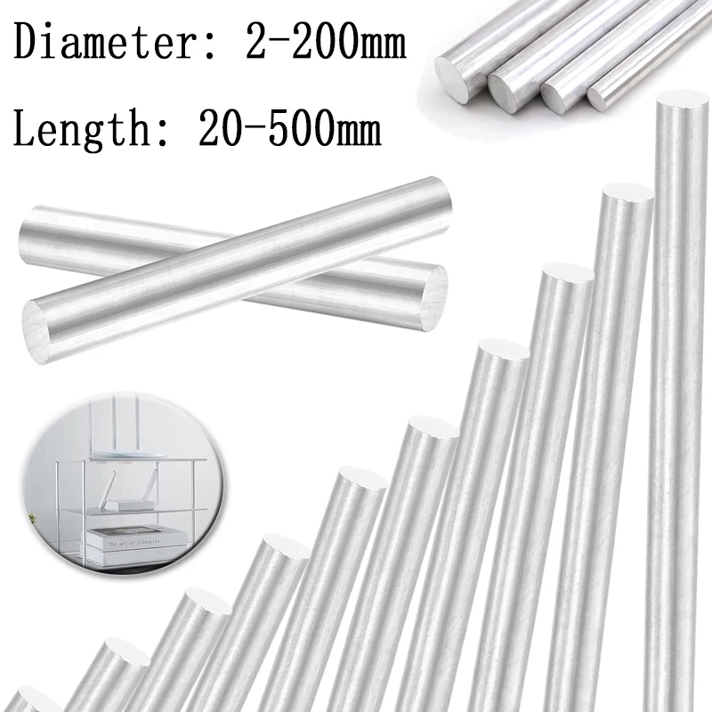1–5 Stück 6061 Aluminium-Solid-Rundstab, Durchmesser 2–200 mm, Länge 20–500 mm, festes Metallmaterial für DIY-Drehwerkzeug