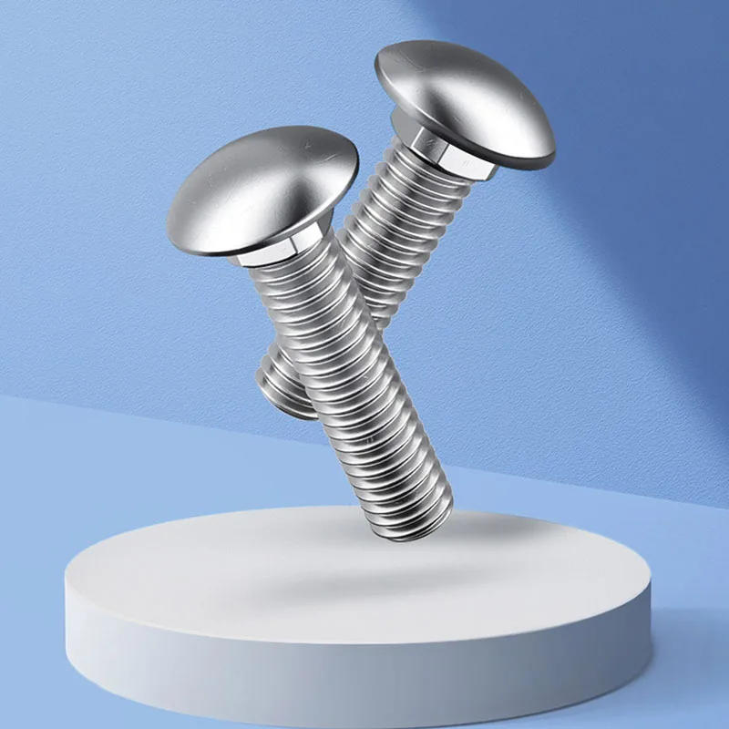 304 Stainless Steel Large Head Carriage Bolts, Flat Head Square Neck Screws Quadrilateral Half Round Neck Rack Screws M4-M12 1Pc