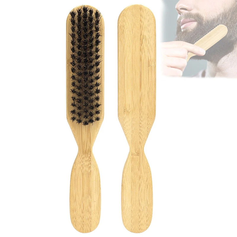 Boar Bristle Cleaning Brush Wood Handle Hairdressing Beard Brush Anti Static Barber Hair Styling Comb Shaving Tools For Men