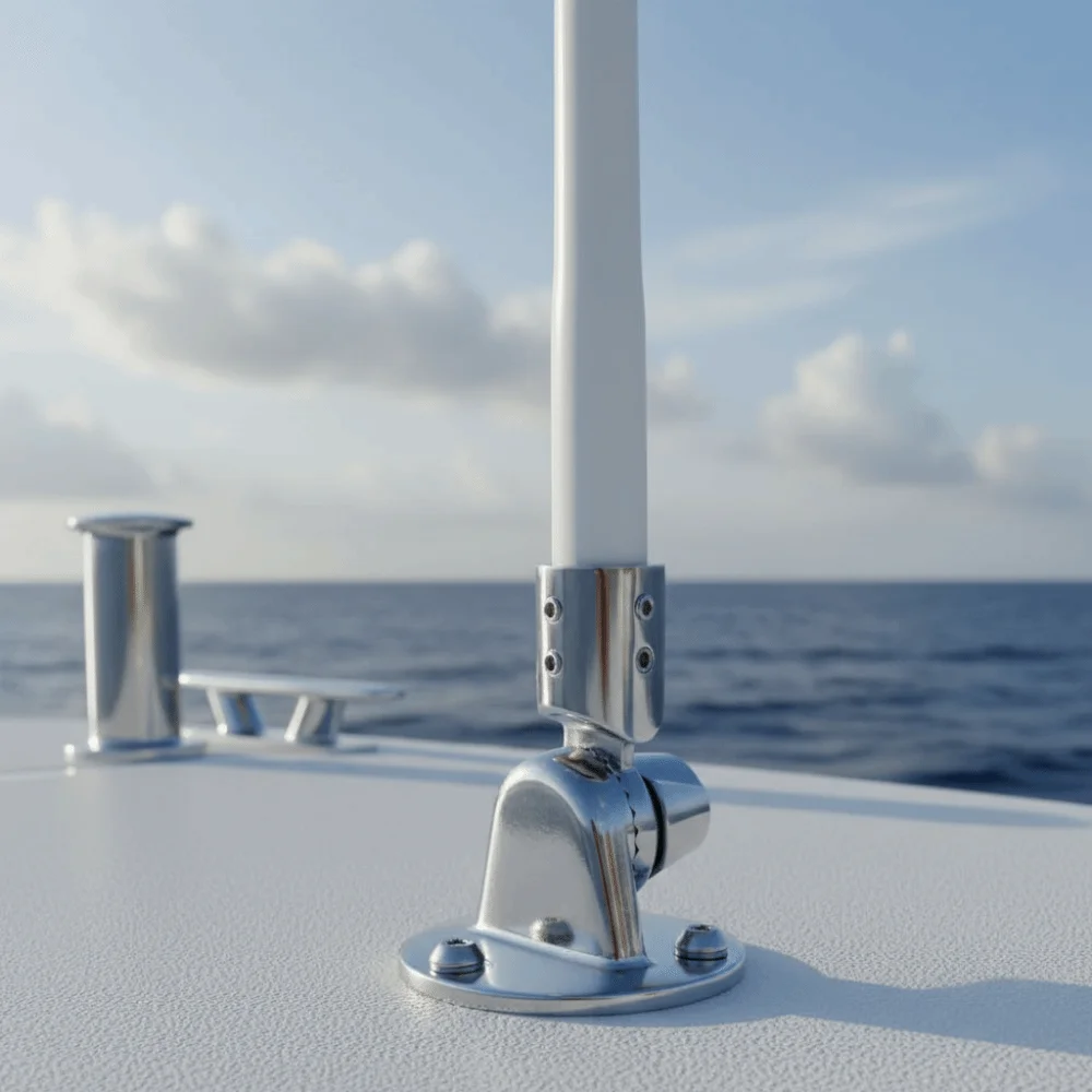 316 Stainless Steel Antenna Base 25mm Round 7/8 Inch Marine Mount Deck Base Adjustable Design Antenna Ratchet