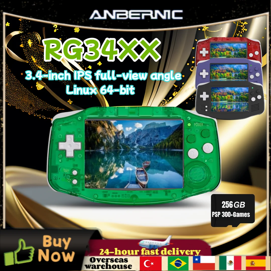 Anbernic rg 34xx retro console de jogos portátil jogadores de jogos de vídeo 3.4 