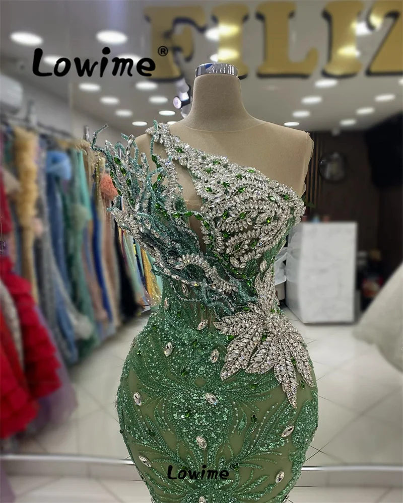 Aso Ebi Crystals Mermaid Prom Dress Sequined Evening Party Second Reception Birthday Engagement Gowns Dresses Robe De Soiree