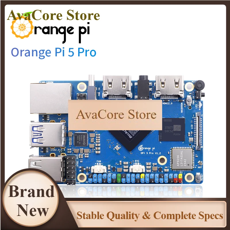 AvaCoreOrange Pi 5 Pro Single Board Computer With 5V5A Type-C Power Supply Set RK3588S 16GB RAM LPDDR5 Support Wi-Fi 5+BT5.0 Wit
