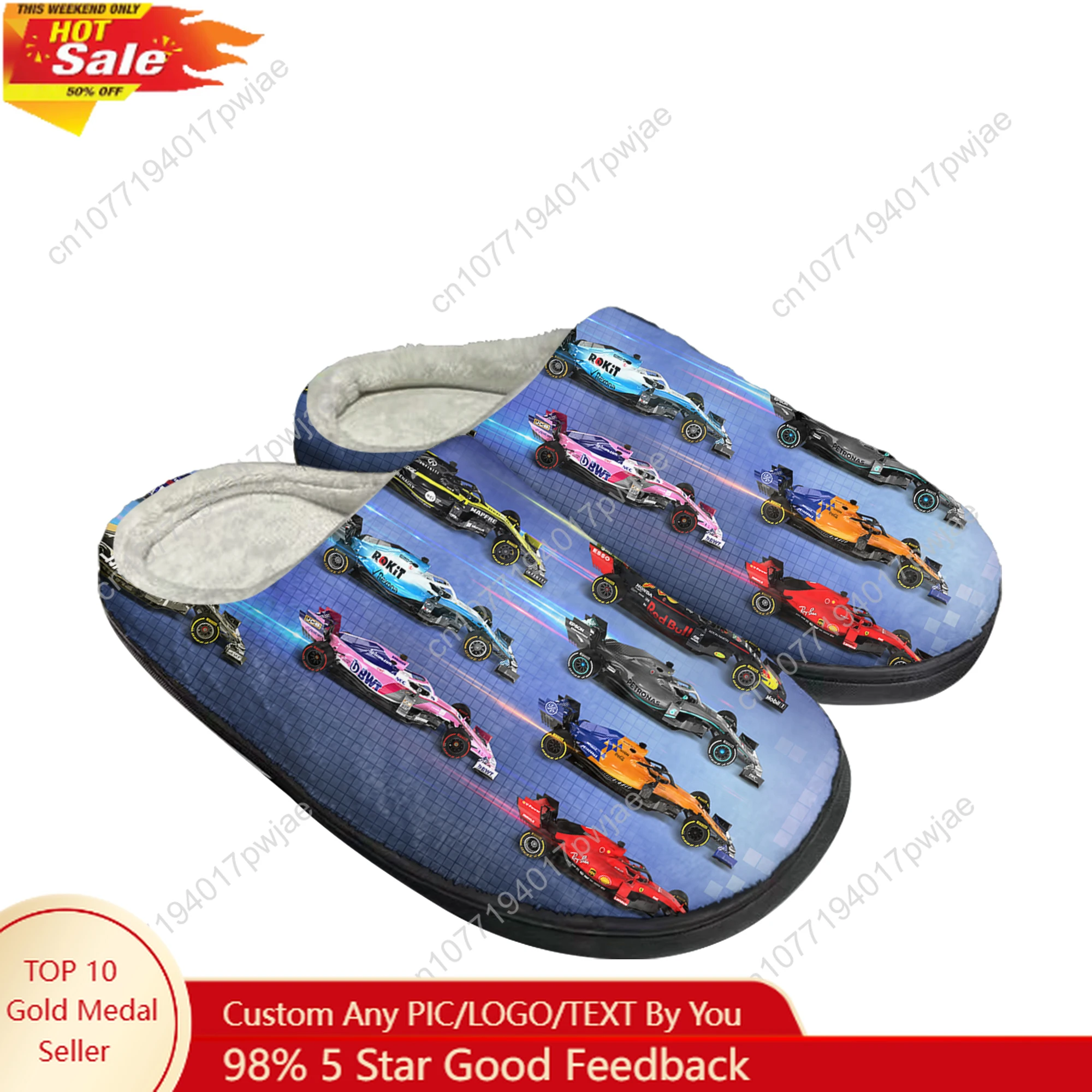 

One Racer Lando Norris Racing pattern Plush cotton slippers Mens Womens winter Home Keep warm indoor Slippers