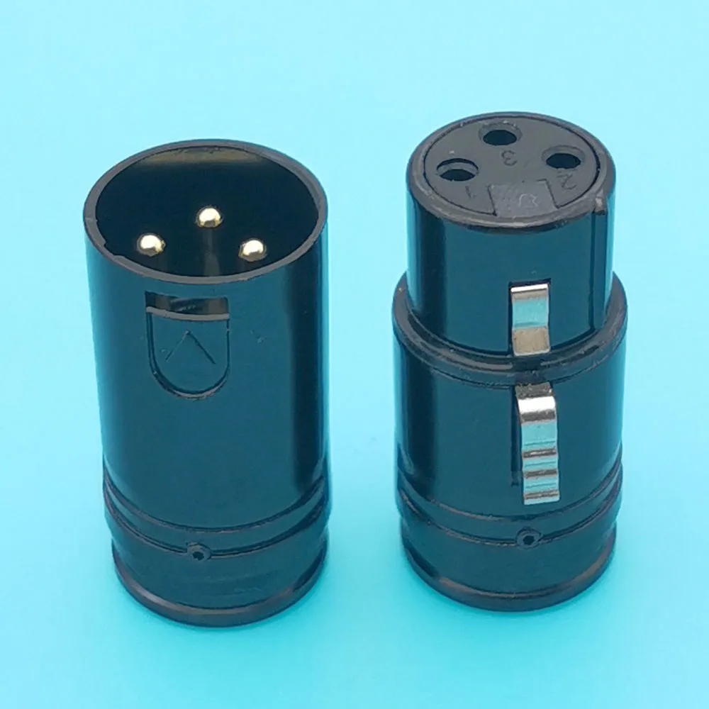 

1pcs New high-quality Black shell Gold pin Professional 3 Pin Right Angle XLR Male and Female Audio Plug Connector