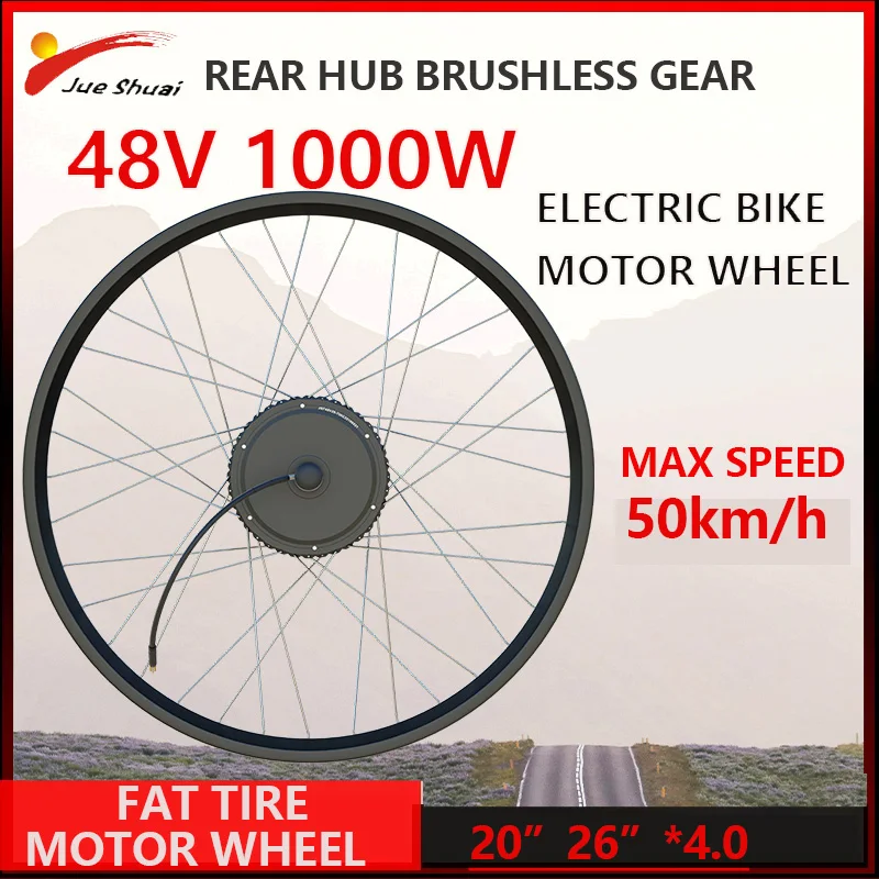 48V Fat Tire Drive Wheel 1000W Powerful for Snow Fatbike 50KM/H Top Speed E-Bike Wide Tire Rear Hub Motor Wheel 20