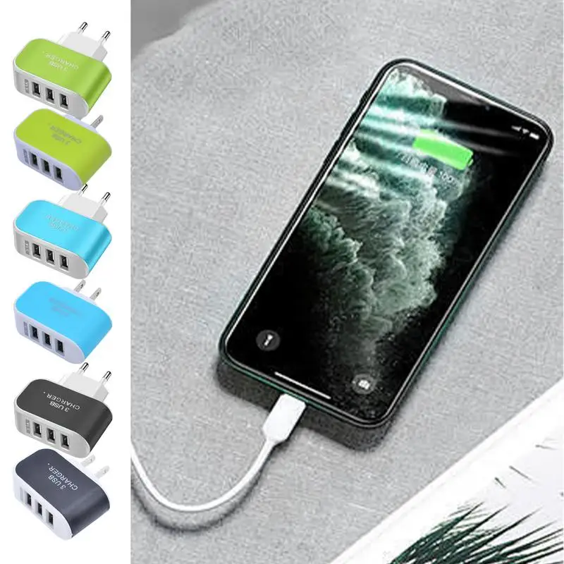 Multi-Port USB Wall Charger with Glowing Light Fast Charging Universal Phone Charger Compact Wall Adapter  Nightlight USB Charge