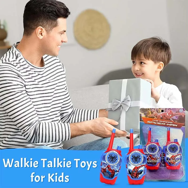 2Pcs Disney Accessories Spiderman Walkie Talkies Set Spider-Man Radio Interphone Outdoor Phone Game Gift Anime Figure Boy Toy