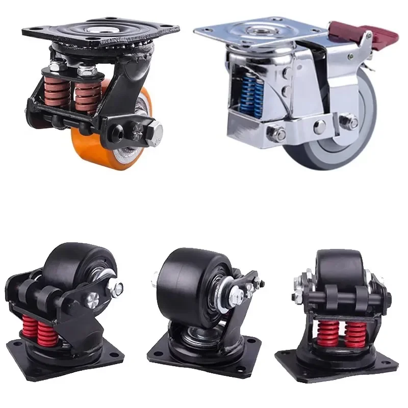3inch Silent Damping Universal Wheel with Spring Wheel Anti-seismic Caster for Heavy Equipment Gate Industrial Casters