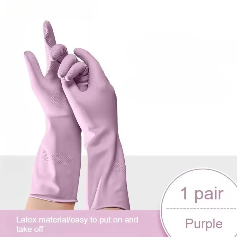 Latex Dish Washing Gloves Non-slip Grip with Cotton Liner Rubber Glove Reusable Waterproof Gloves For Kitchen Bathroom Cleaning