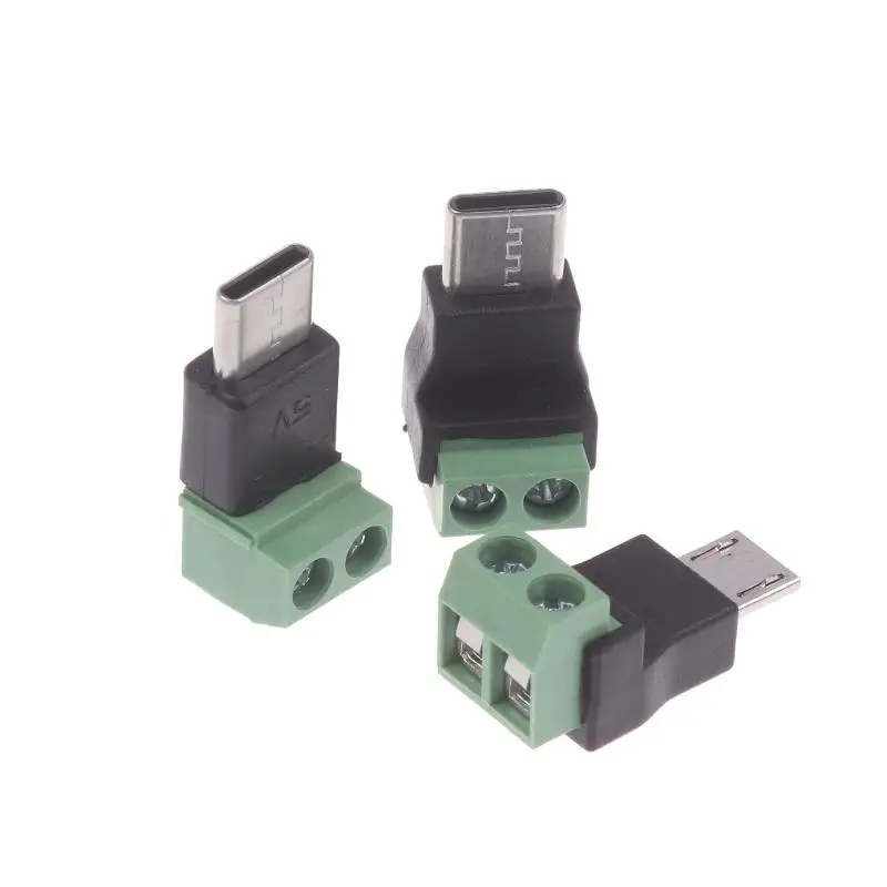 Hot！1/3Pcs 5V Solderless Green Charging Adapter Type C/Micro Male To 2 Pin For Toy Intelligent Devices Phone And Computer