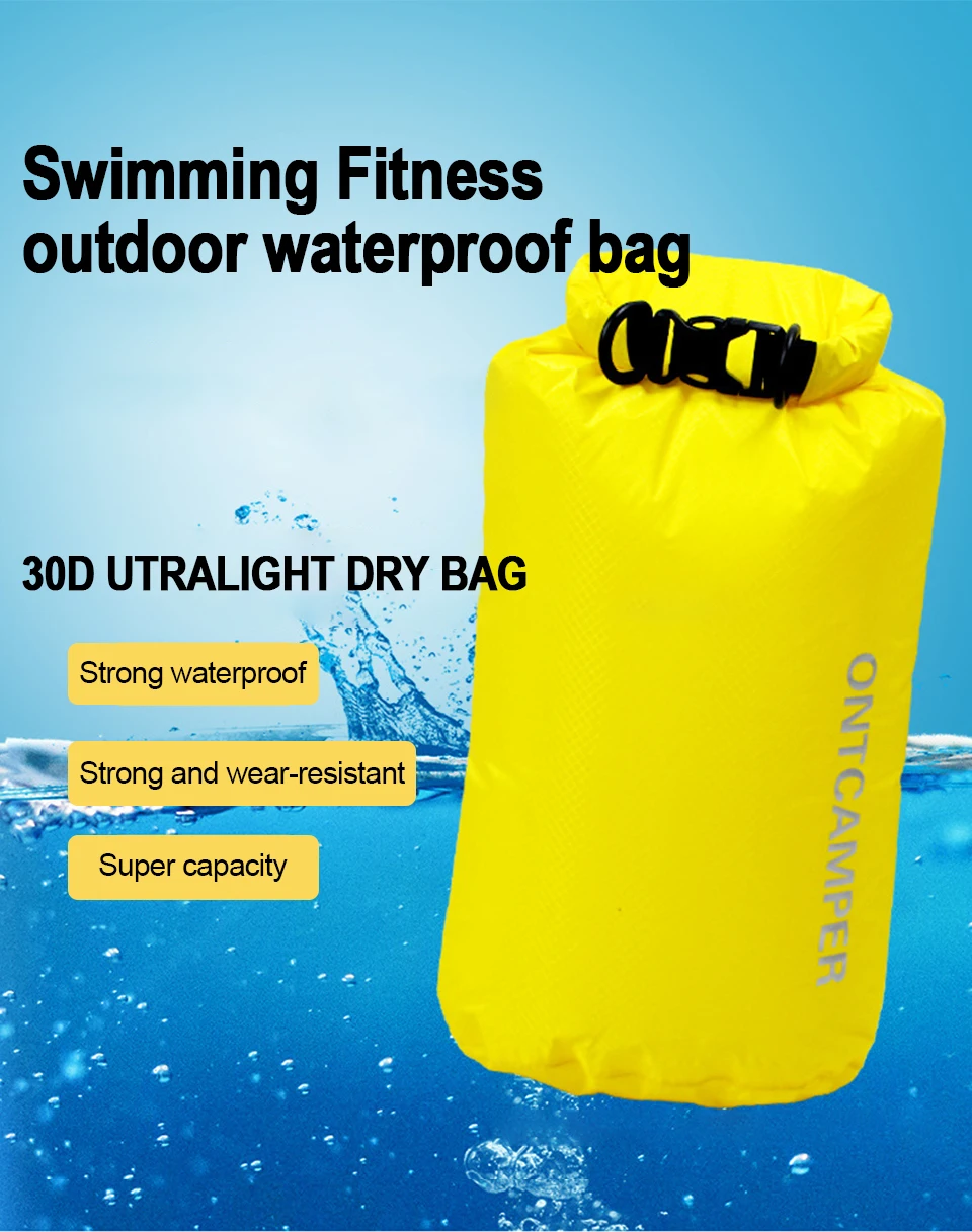 Ultraleichter Trockensack 3/5/10/20/35L Driften Schwimmen Leichte Trockenaufbewahrungstasche Wasserdichte Rafting Kajakfahren Outdoor-Sporttasche – Detail 1