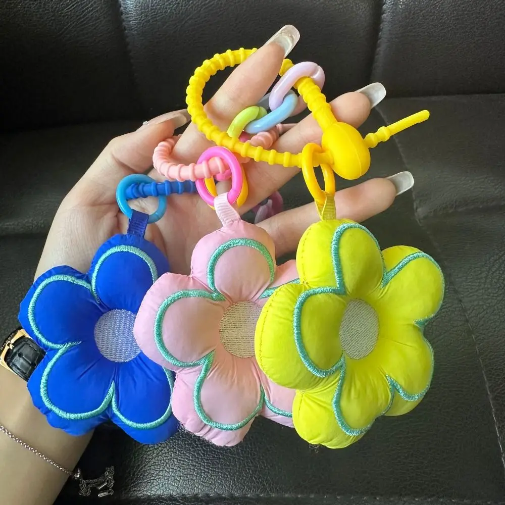 

Soft Dopamine Flower Bag Pendant Cloth Acrylic Chain Fresh Backpack Decoration Stuffed Bag Charms Floral Lanyard Gift