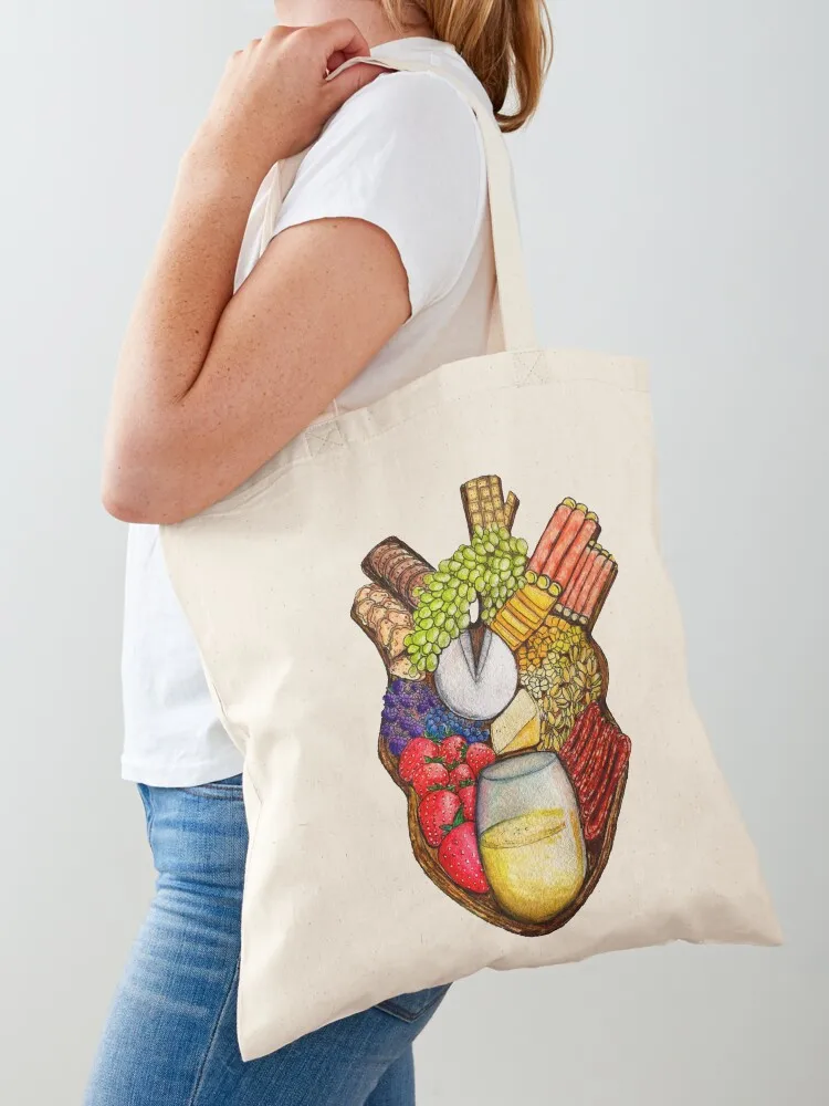 

Charcuterie Board Heart Tote Bag custom canvas bag Cloth bags female bag women